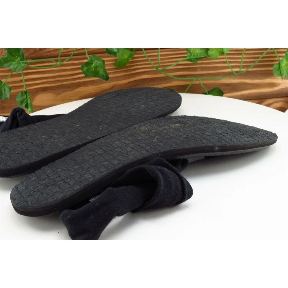 Sanuk Sz 8 M Black‎ Slingback Fabric Women Sandals